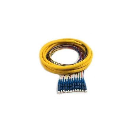 Cable Wholesale 12 Strand Fiber Distribution Pigtail, Singlemode, LC/UPC Connectors, Blue Boots, 3M(1m 900um 15F2-02112